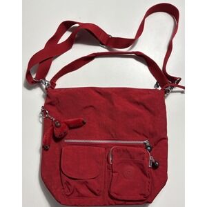 Kipling Large Vibrant Red Crossbody Bag Purse Gorilla Felicia Sporty Versatile